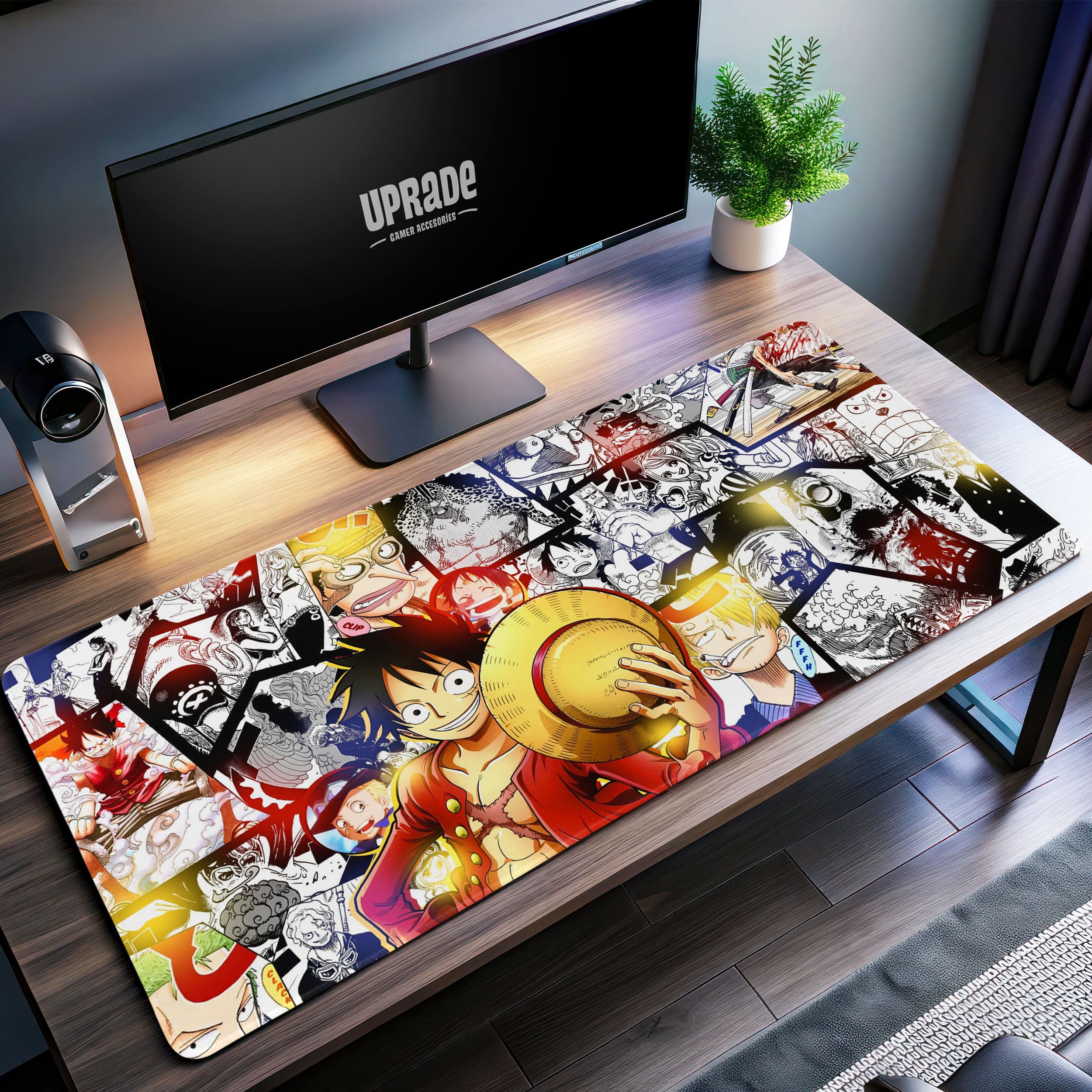 Allleftout Luffy Manga Collage Desk Mat, One Piece Straw Hat Mouse Pad