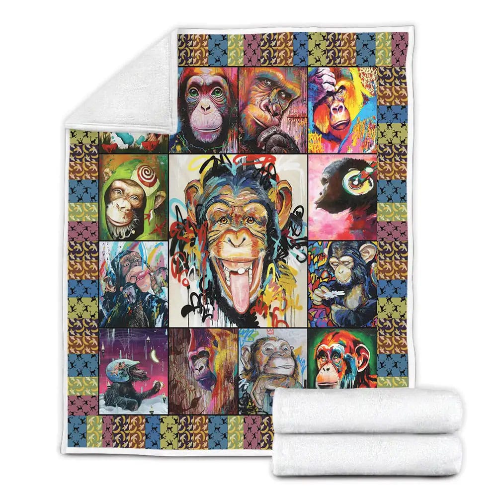 Monkey Fleece Blanket Gift For Wife Husband