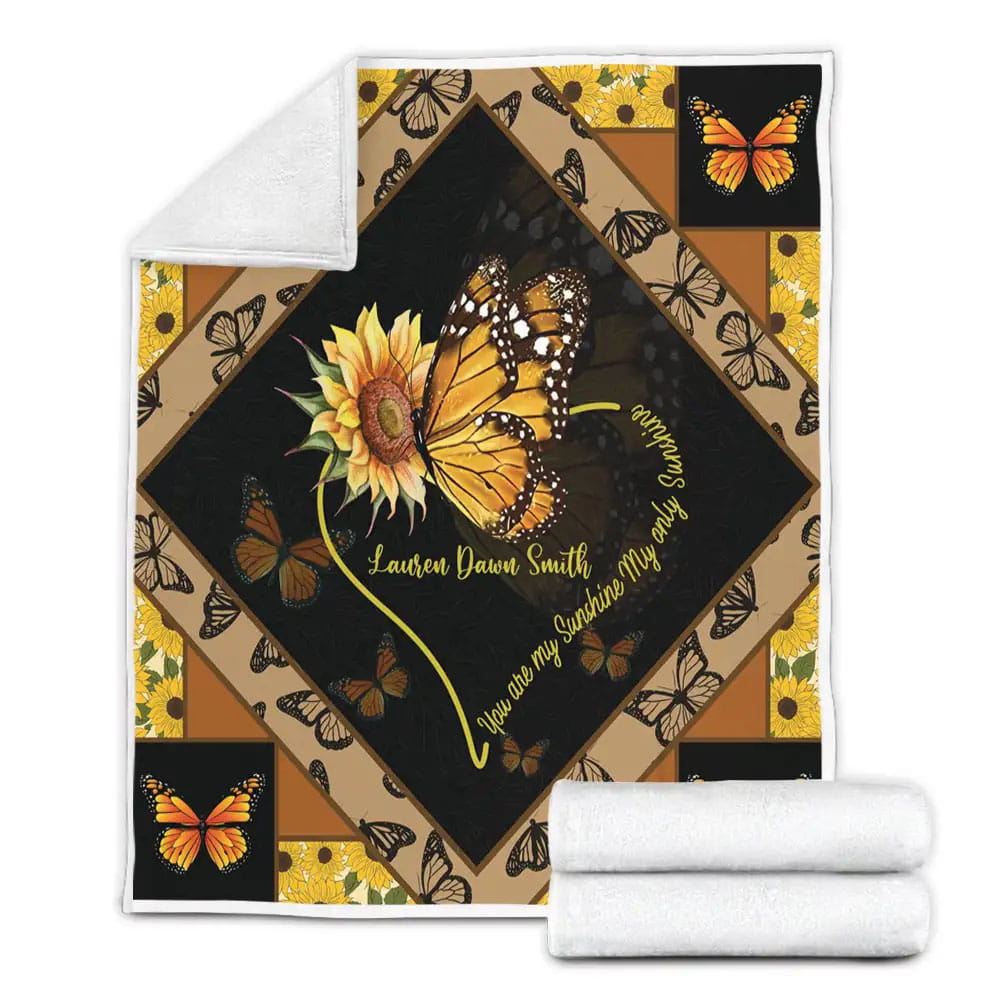 Monarch Butterfly Sunflower Fleece Blanket Gift For Birthday Halloween Christmas