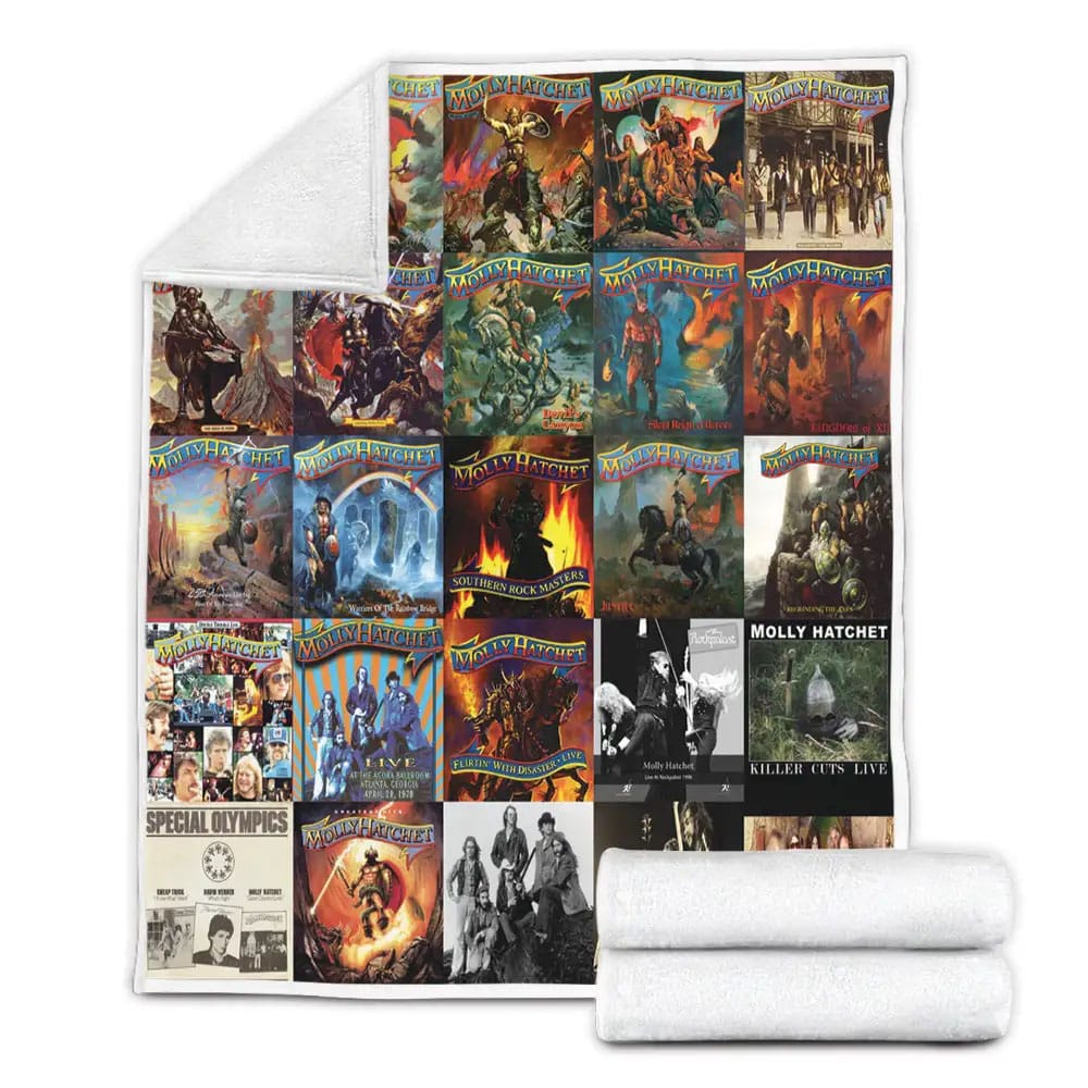 Molly Hatchet Album Covers Fleece Blanket Gift For Wife Husband