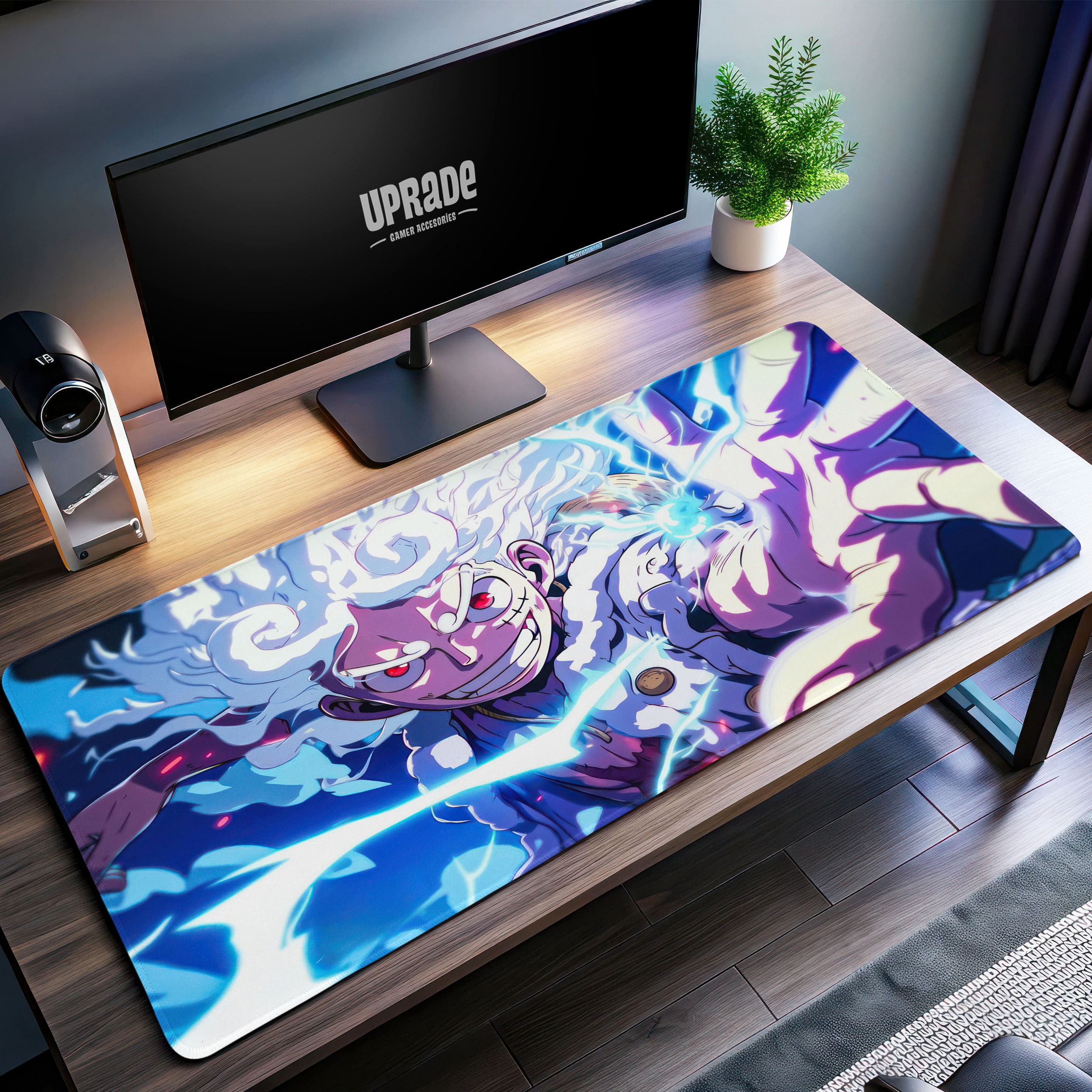 Allleftout One Piece Gear Fifth Luffy Desk Mat, Lightning Strike Mouse Pad