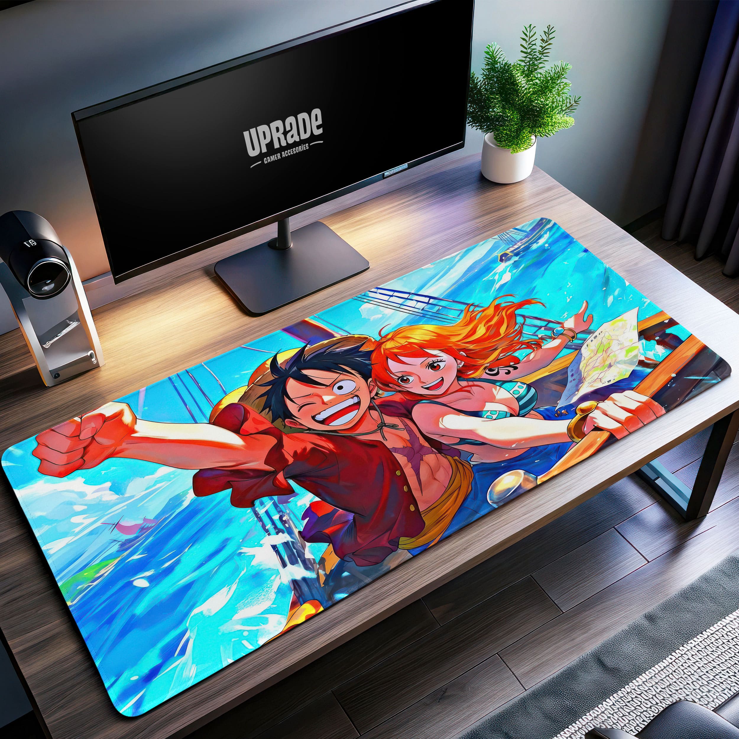 Allleftout One Piece Luffy And Nami Desk Mat, Adventure Mouse Pad