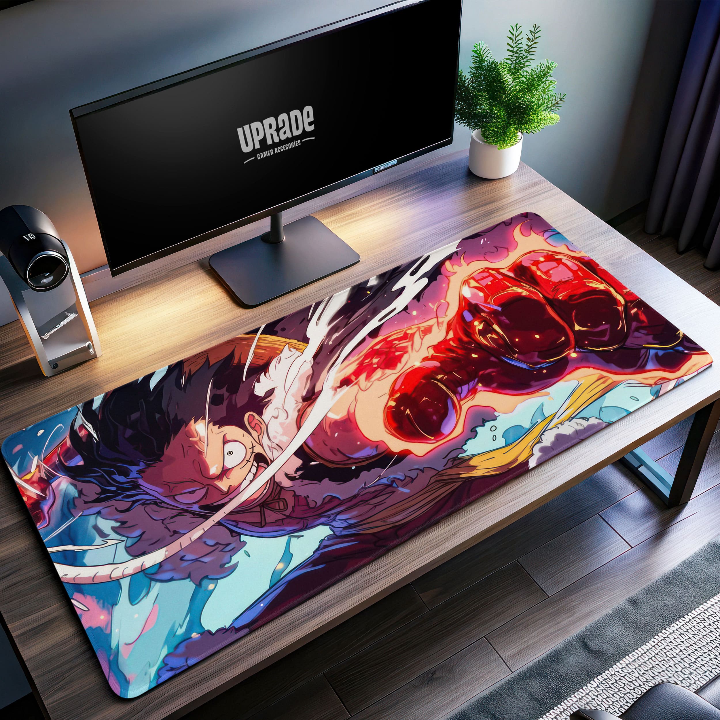 Allleftout One Piece Gear Fourth Luffy Desk Mat, Red Hawk Mouse Pad