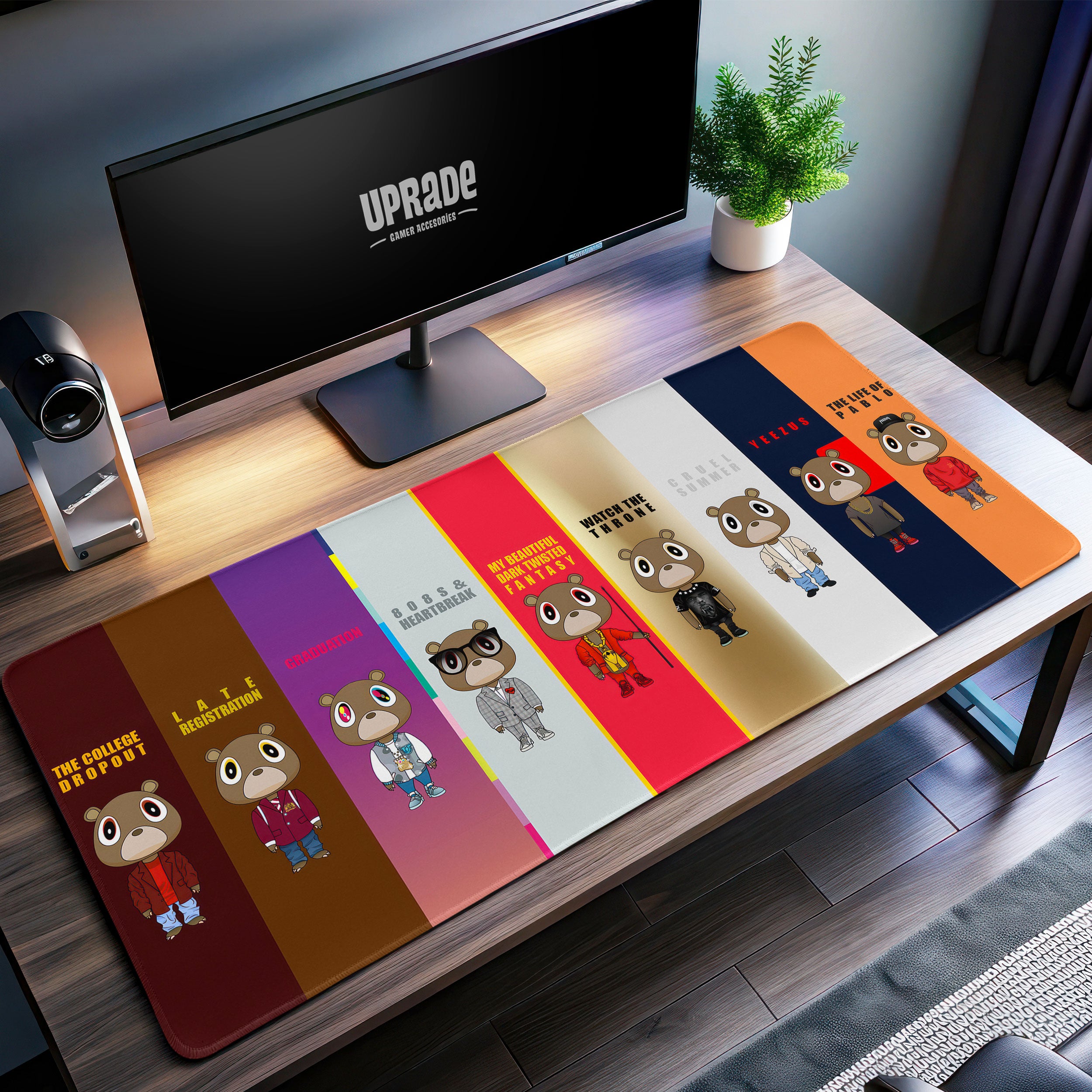 Allleftout Kanye West Album Bear Desk Mat, Graduation Mouse Pad