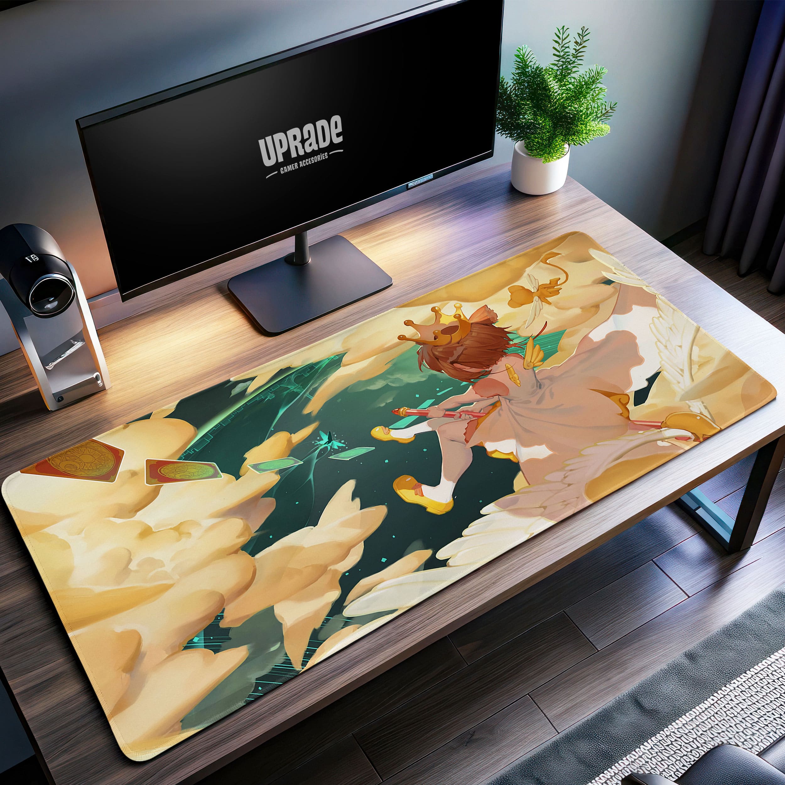 Allleftout Crowned Sakura Desk Mat, Cardcaptor Inspired Mouse Pad