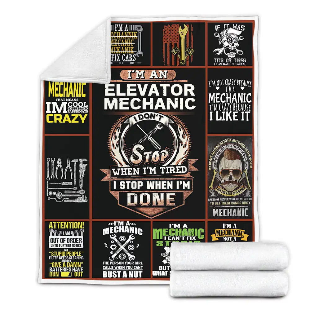 Mechanic I Stop When Im Done Fleece Blanket Gift For Mothers Day Fathers Day