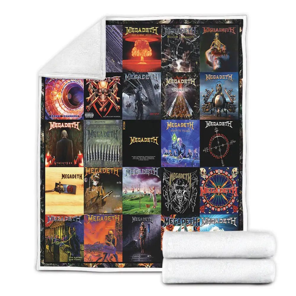 Megadeth Albums Cover Poster Fleece Blanket Gift For Wife Husband