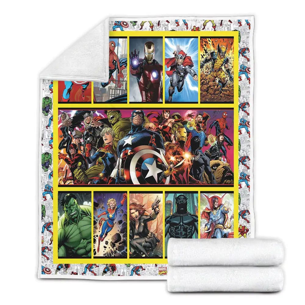Marvel Comic Fleece Blanket Gift For Birthday Halloween Christmas