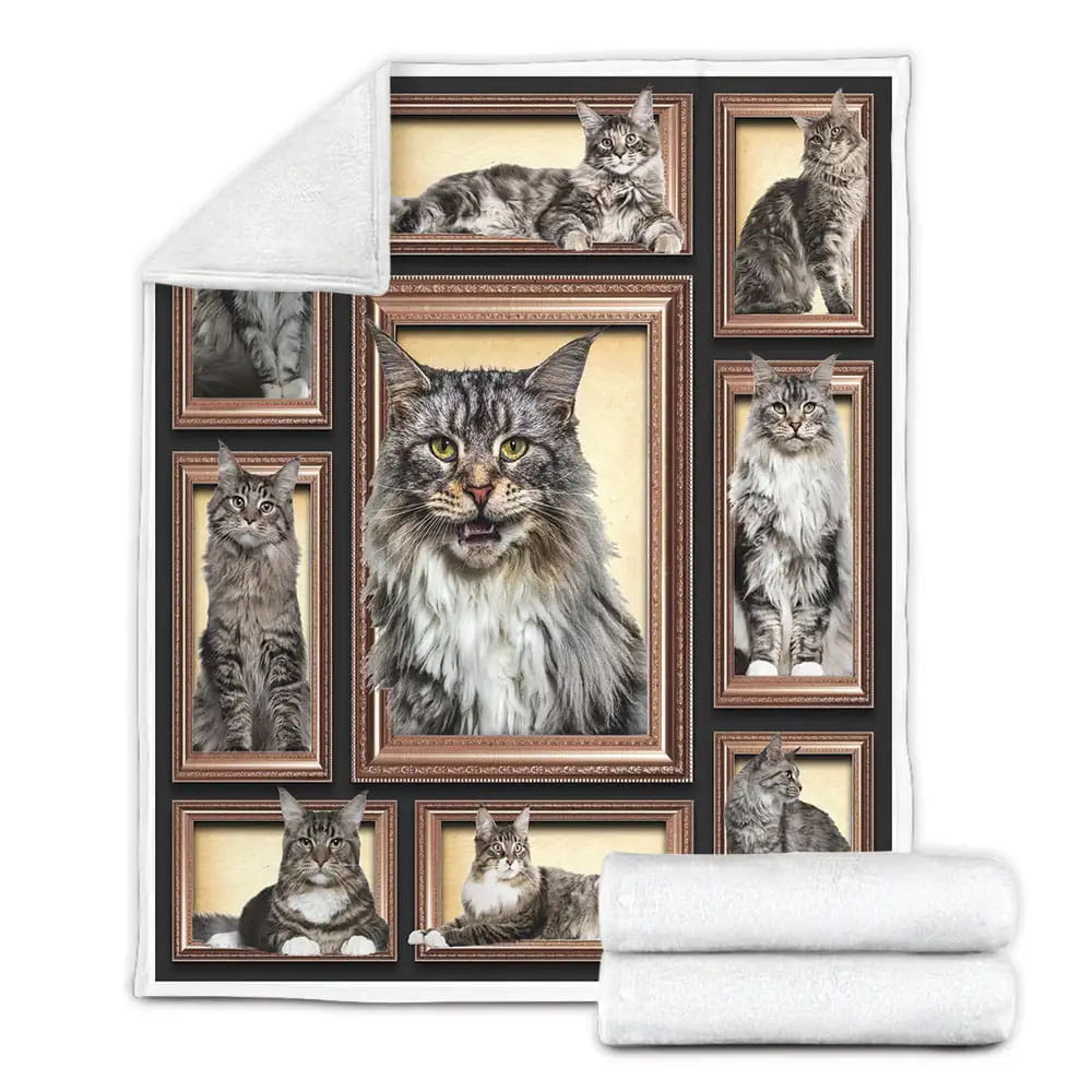 Maine Coon Cat Fleece Blanket Gift For Mothers Day Fathers Day