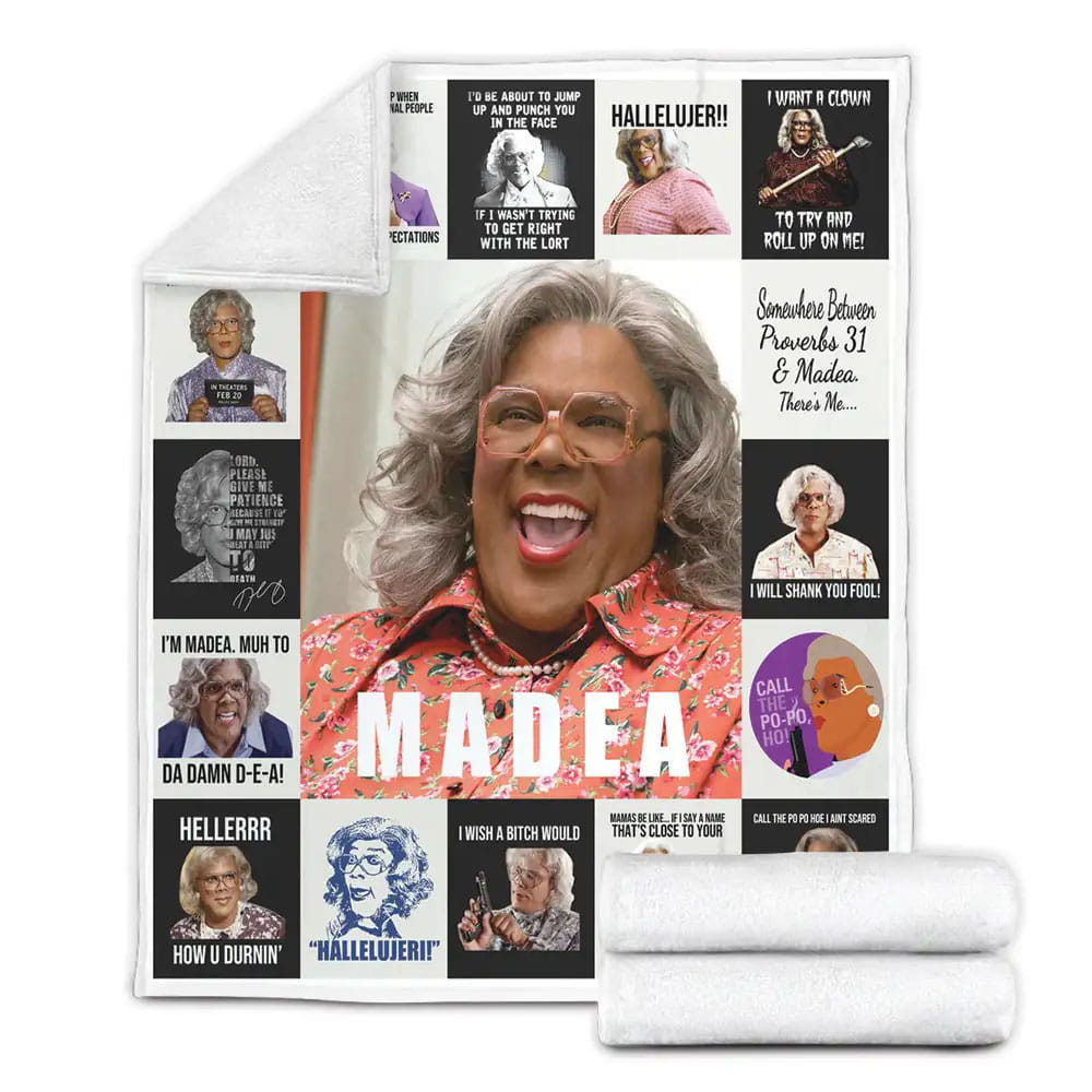Madea T-Shirt Fleece Blanket Gift For Wife Husband