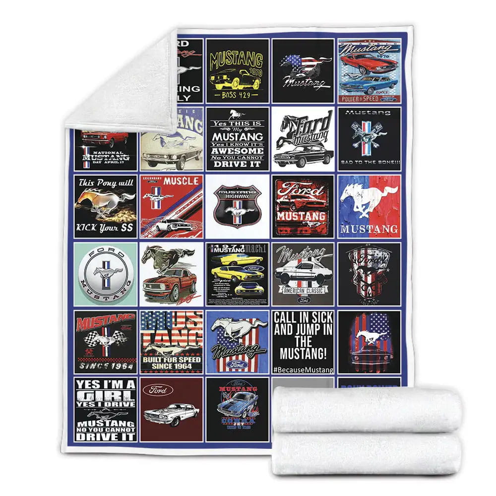 M-U-S-T-A-N-G Fleece Blanket Gift For Wife Husband