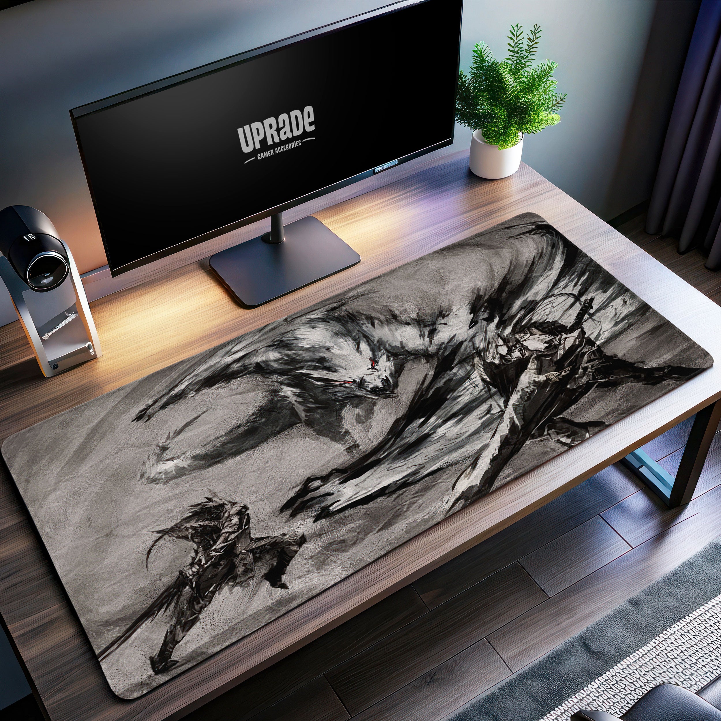 Allleftout Monster Hunter Inked Nargacuga Desk Mat, Artistic Mouse Pad
