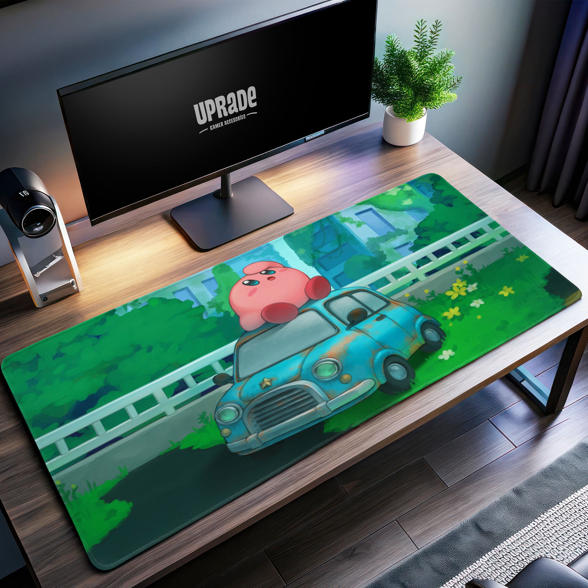 Allleftout Kirby Car Ride Desk Mat, Green Hills Mouse Pad