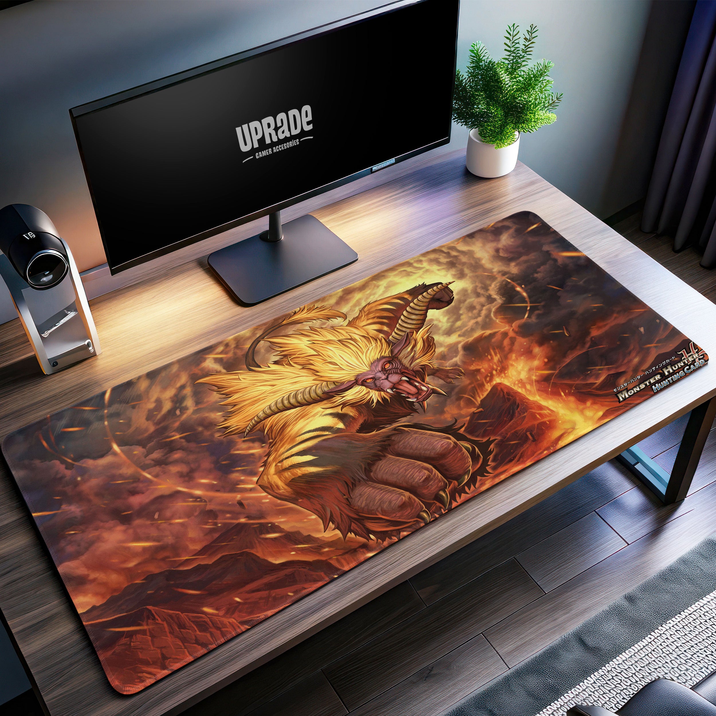 Allleftout Monster Hunter Zinogre Desk Mat, Thunder Wolf Mouse Pad