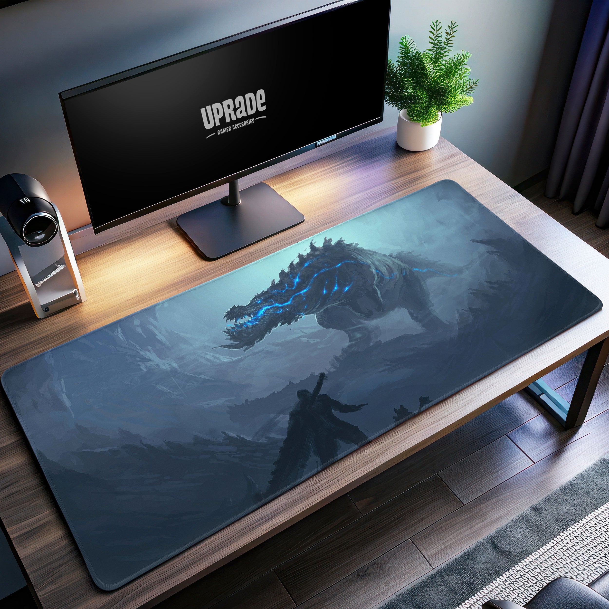 Allleftout Monster Hunter Frost Wyvern Desk Mat, Epic Beast Mouse Pad