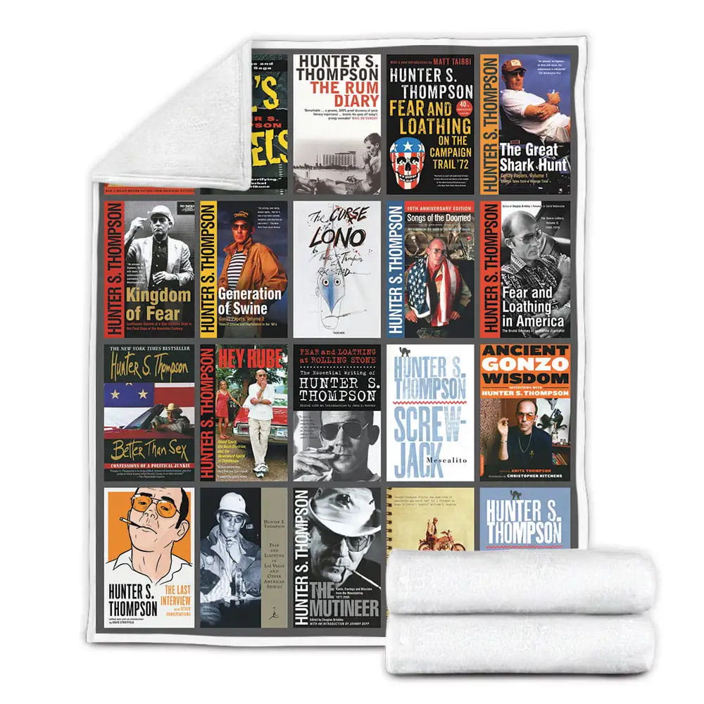 Hunter S. Thompson Books Fleece Blanket Gift For Birthday Halloween Christmas