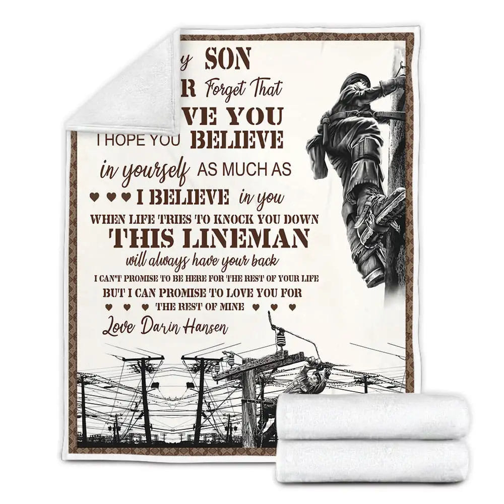 Petmytshirt Lineman To My Son Fleece Blanket Gift For Wife Husband