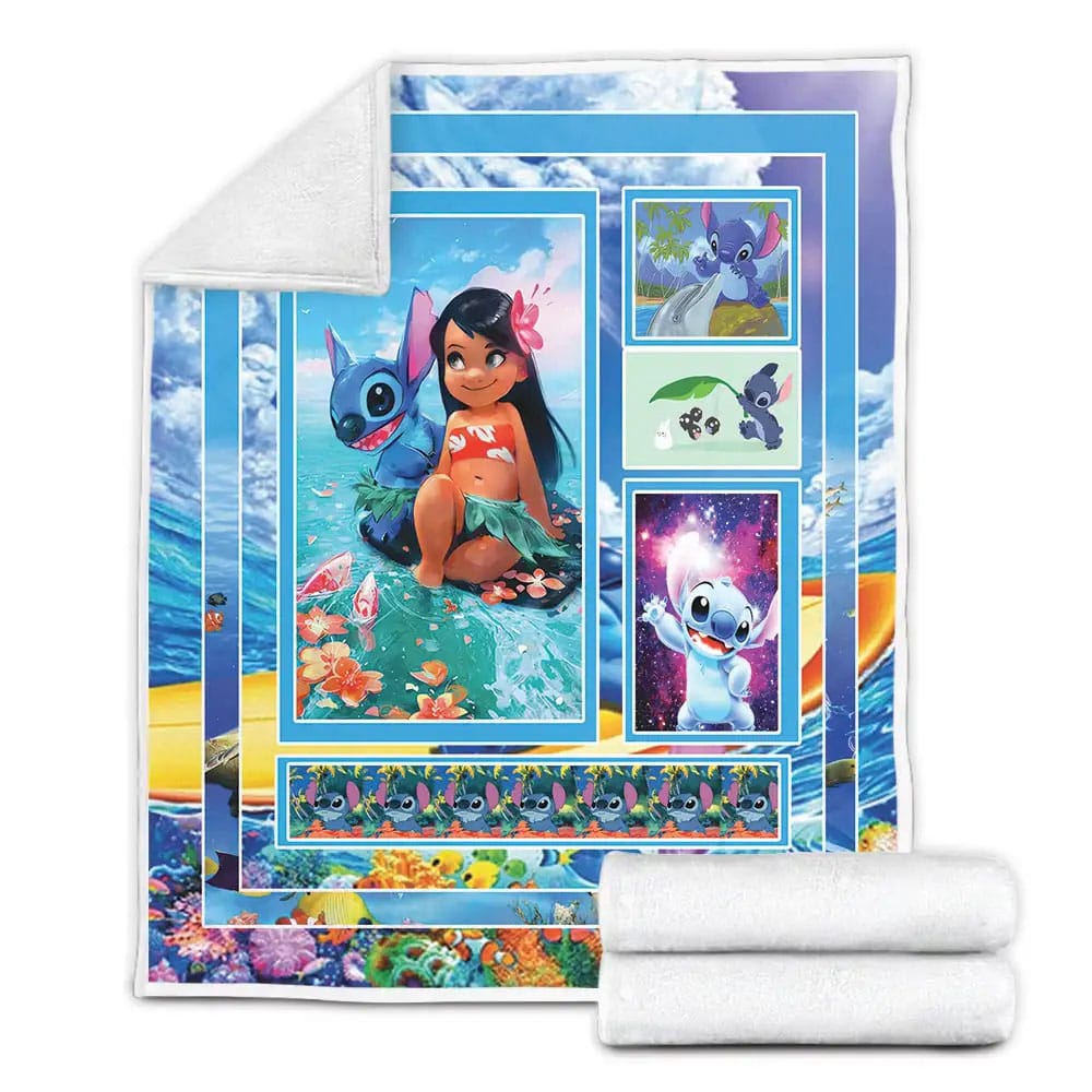 Lilo And Stitch Fleece Blanket Gift For Birthday Halloween Christmas