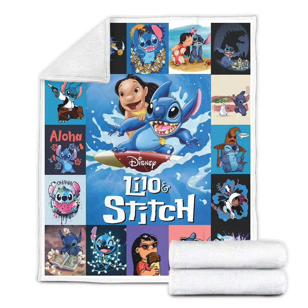 Lilo And Stitch Fleece Blanket Gift For Wife Husband