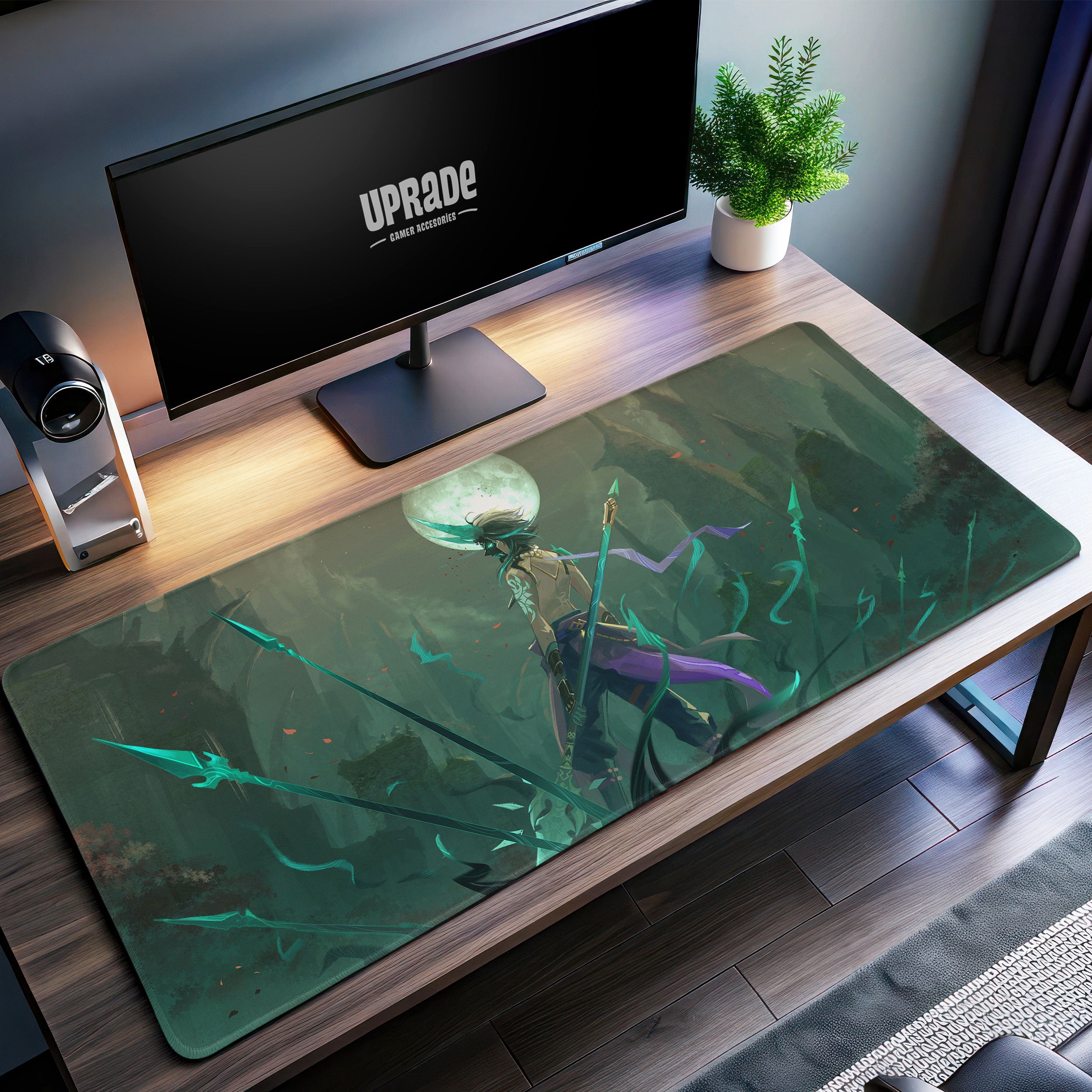 Allleftout Genshin Impact Desk Mat, Xiao Vigil Mouse Pad