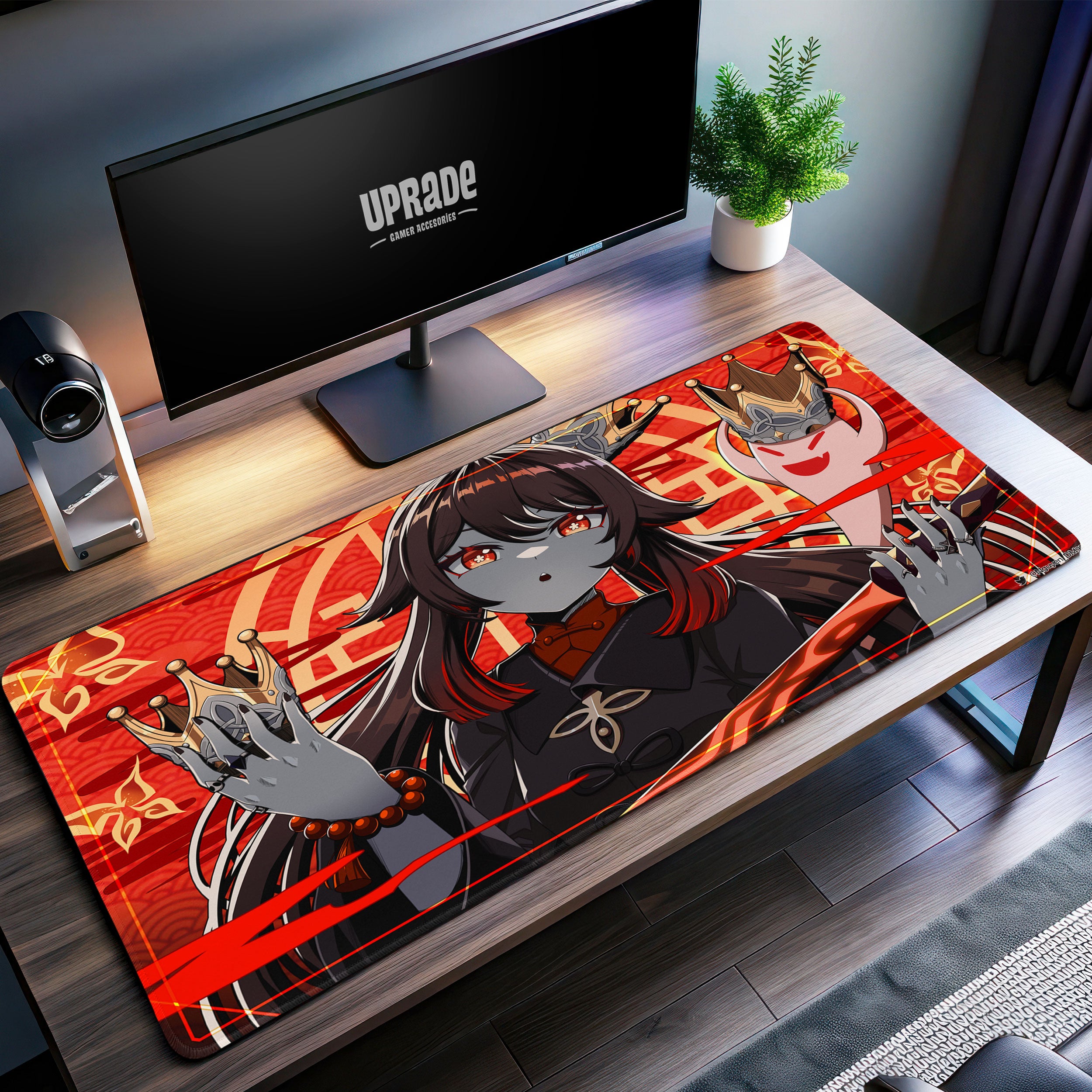 Allleftout Genshin Impact Hu Tao Crown Desk Mat, Flamekeeper Mouse Pad