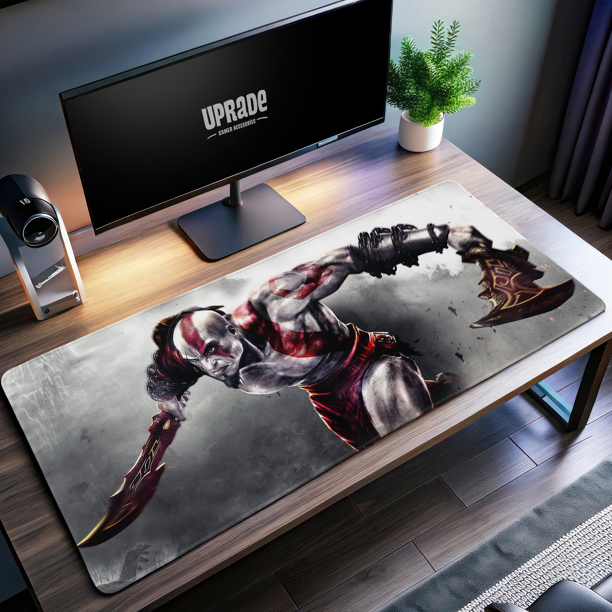 Allleftout God Of War Rage Desk Mat, Kratos Battle Mouse Pad