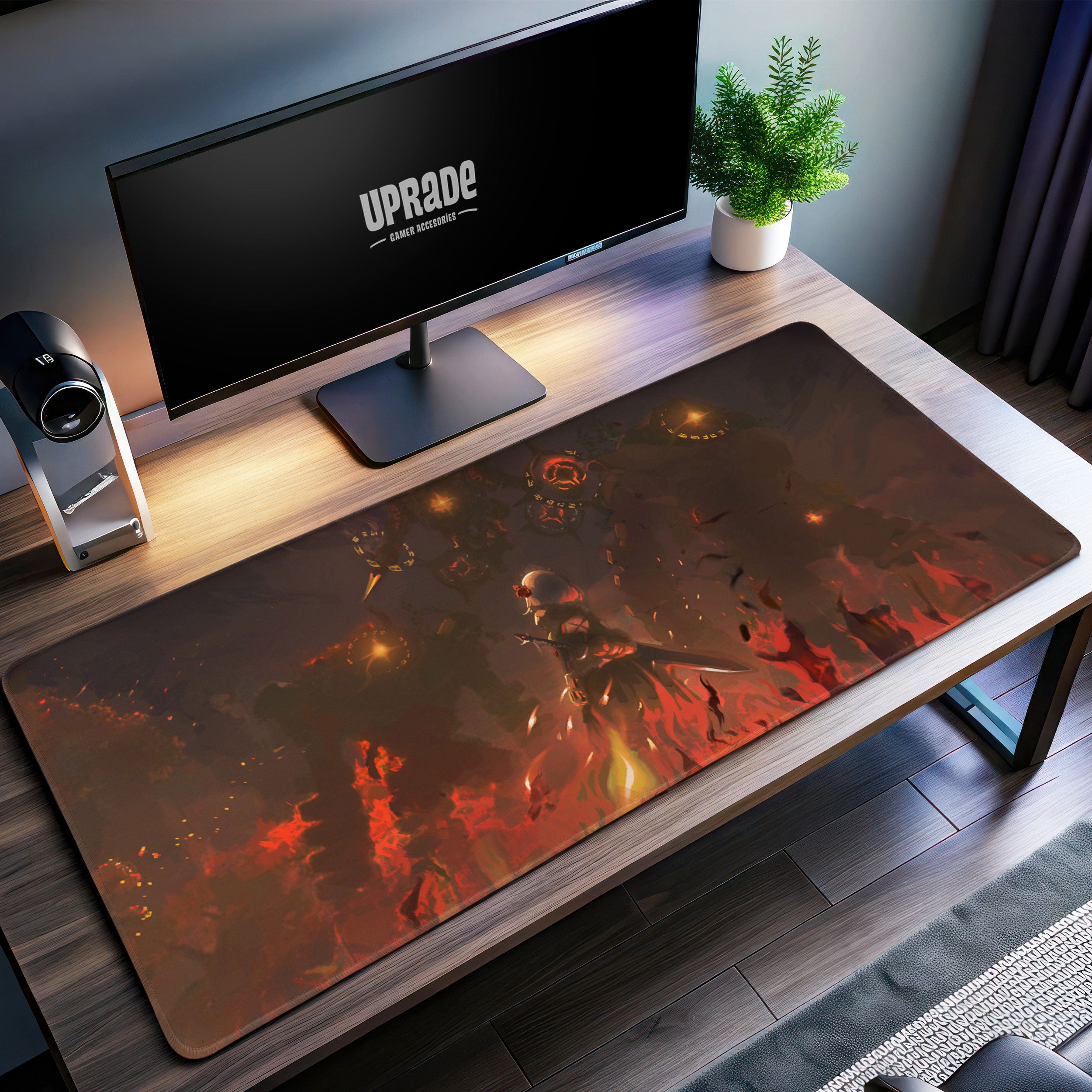 Allleftout Genshin Impact Abyssal Flame Desk Mat, Lumine Battle Mouse Pad