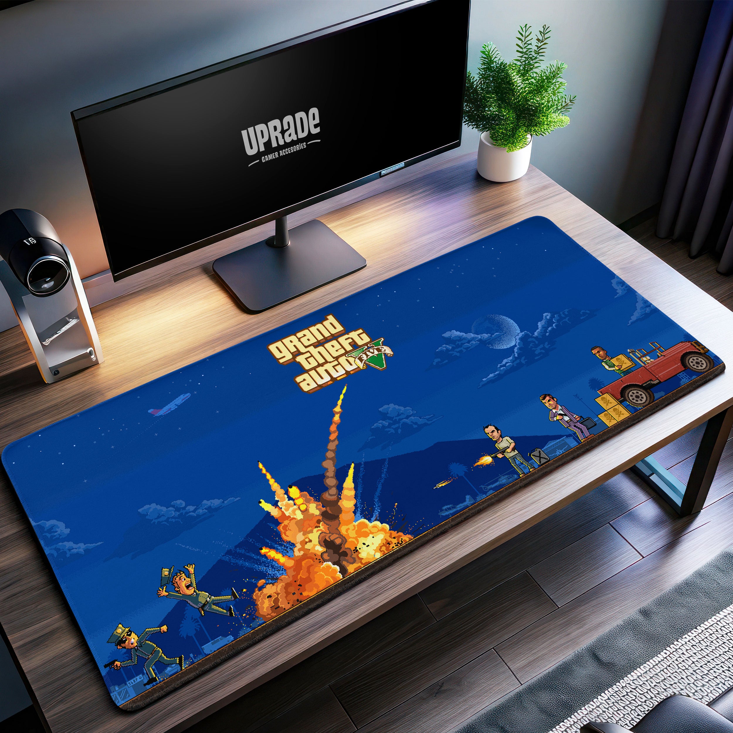 Allleftout Pixel Gta V Desk Mat, Grand Theft Auto Mouse Pad