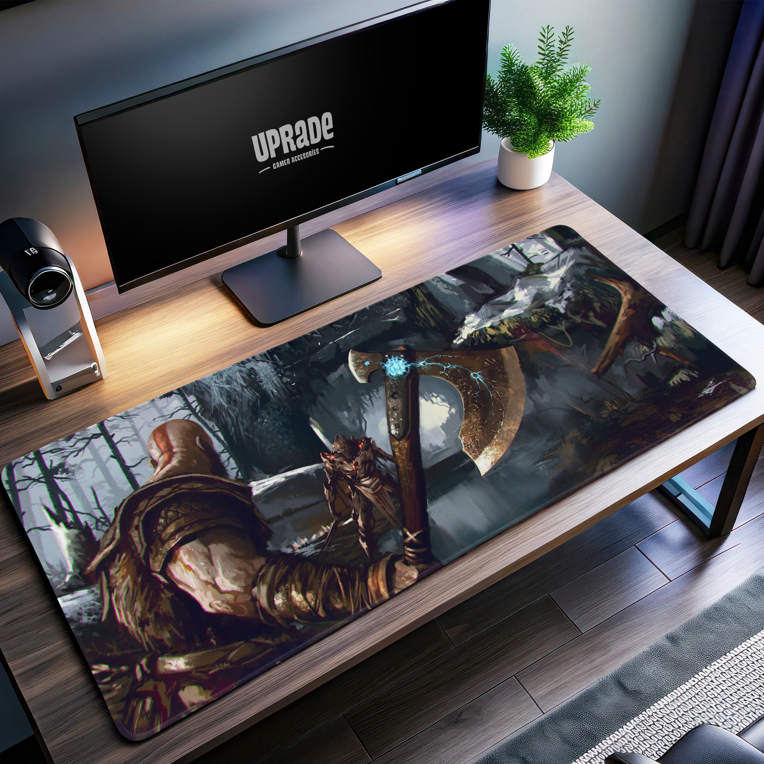 Allleftout God Of War Leviathan Axe Desk Mat, Kratos Battle Mouse Pad