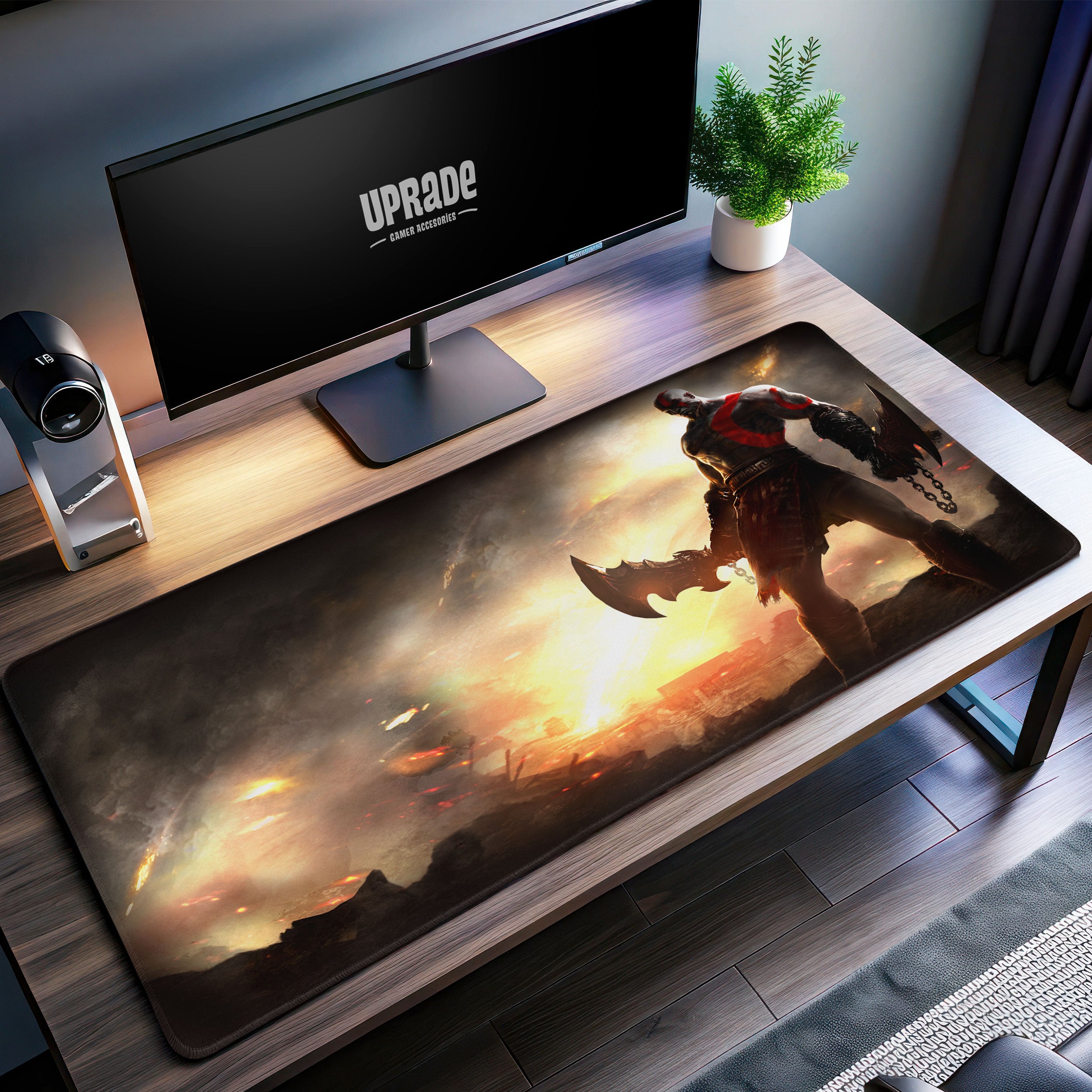 Allleftout God Of War Warrior'S Fury Desk Mat, Blades Of Chaos Mouse Pad