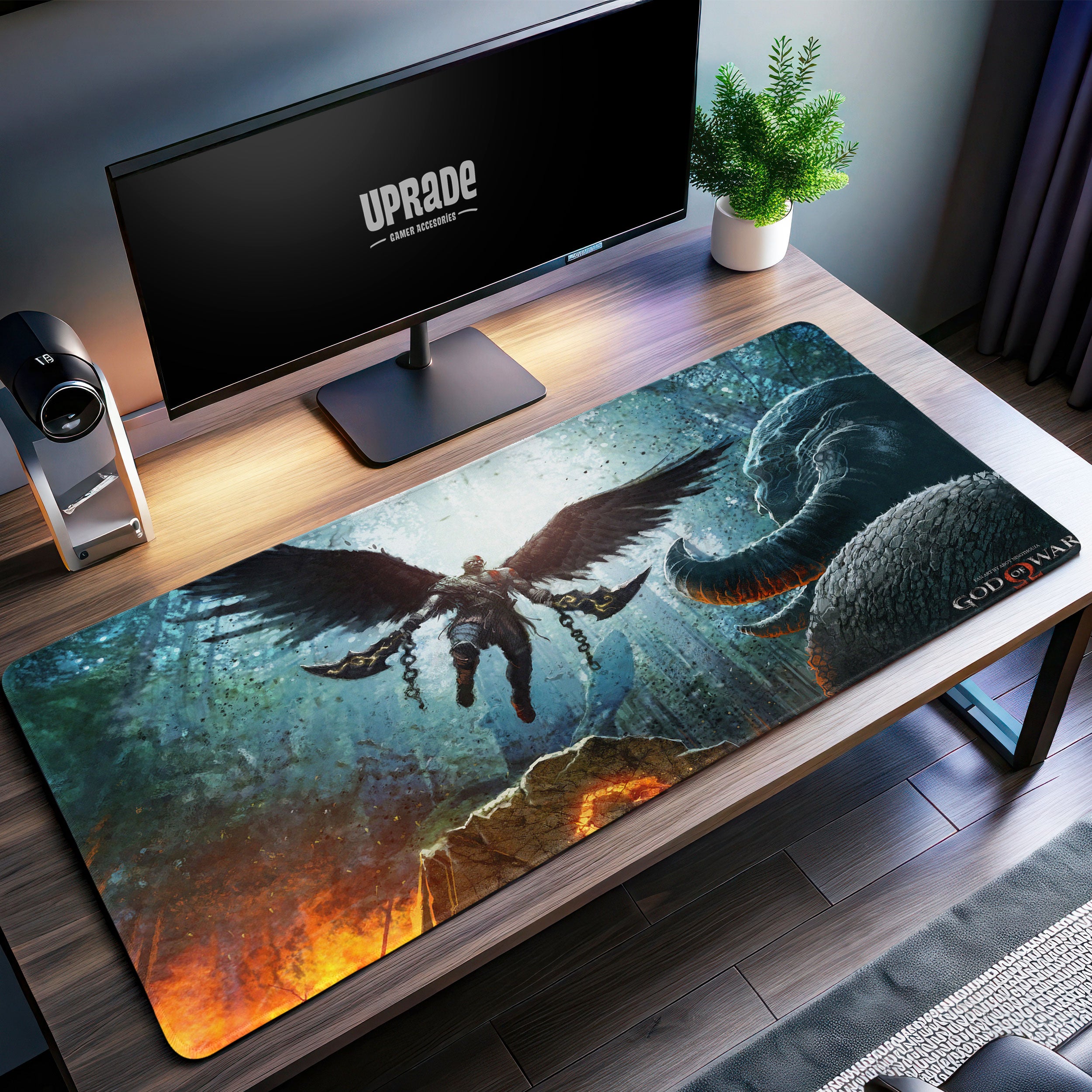 Allleftout God Of War Fallen Wings Desk Mat, Mythic Battleground Mouse Pad
