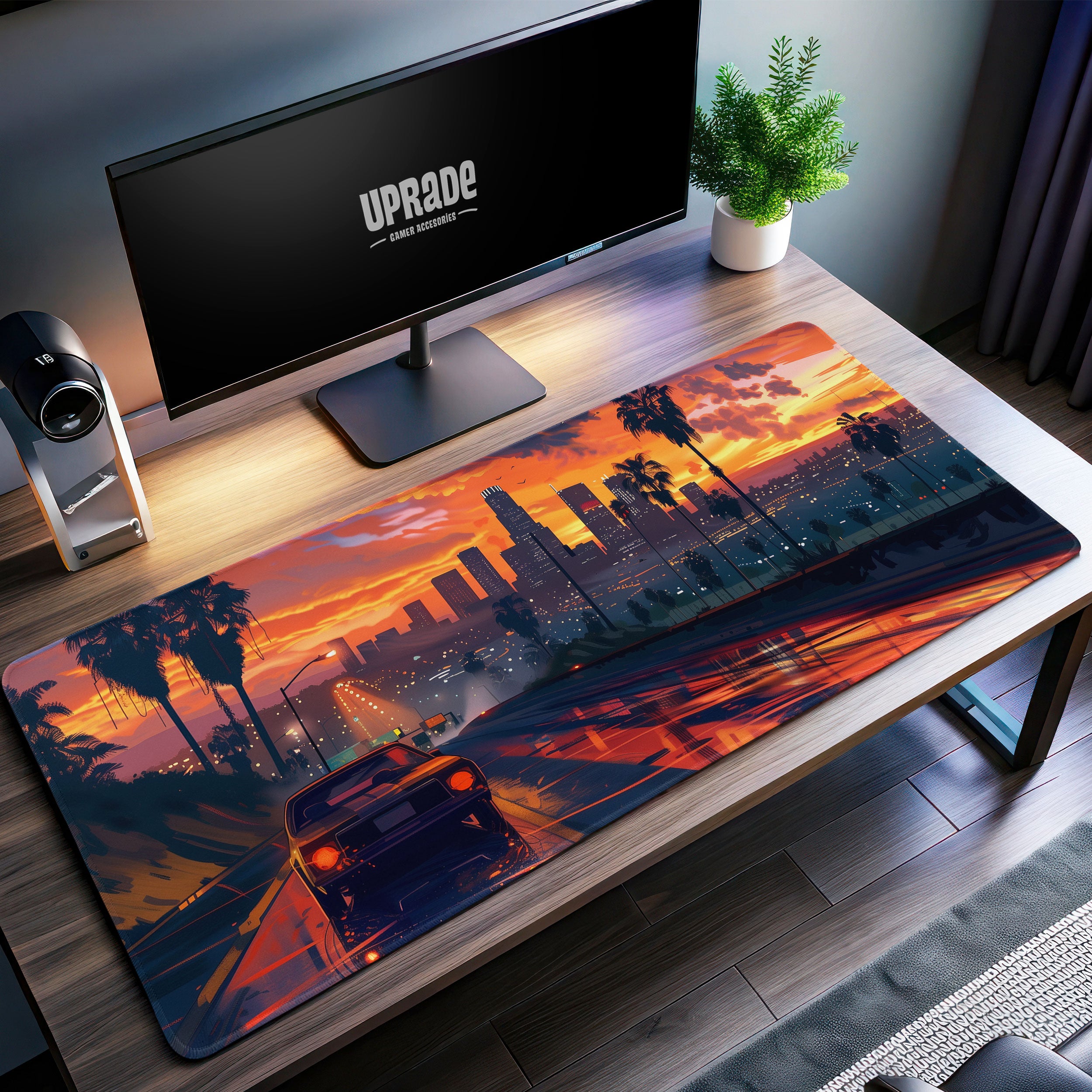 Allleftout Los Santos Sunset Desk Mat, Gta City Mouse Pad