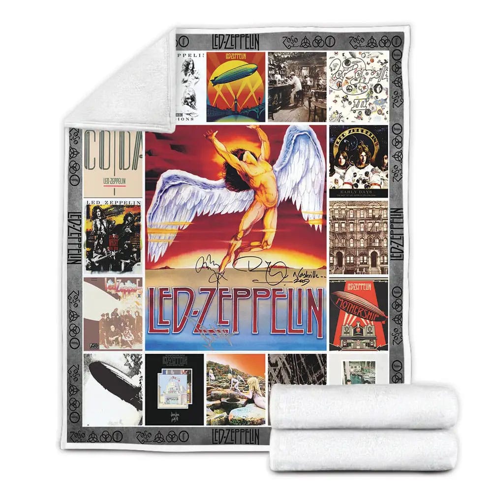 Led Zeppelin Albums Cover Poster Fleece Blanket Gift For Besties