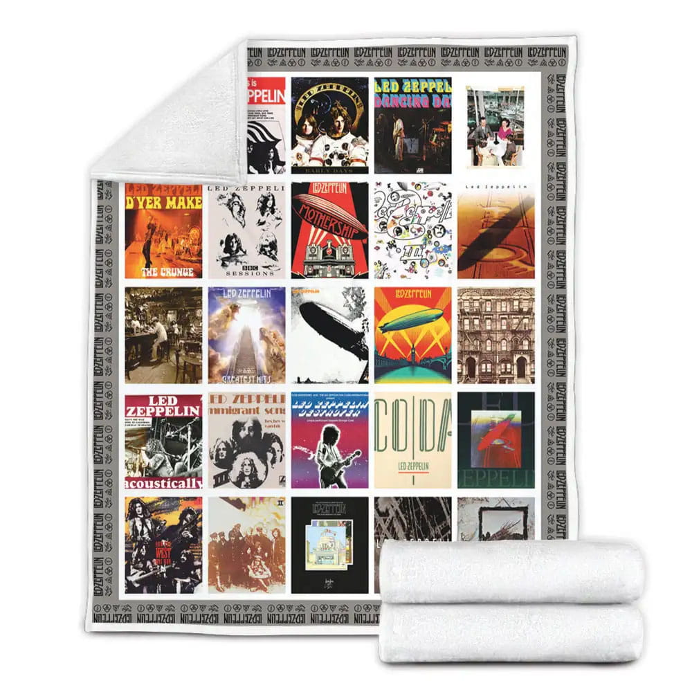 Led Zeppelin Albums Fleece Blanket Gift For Mothers Day Fathers Day
