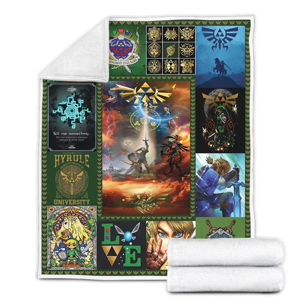 Legend Of Zelda Collage Fleece Blanket Gift For Besties