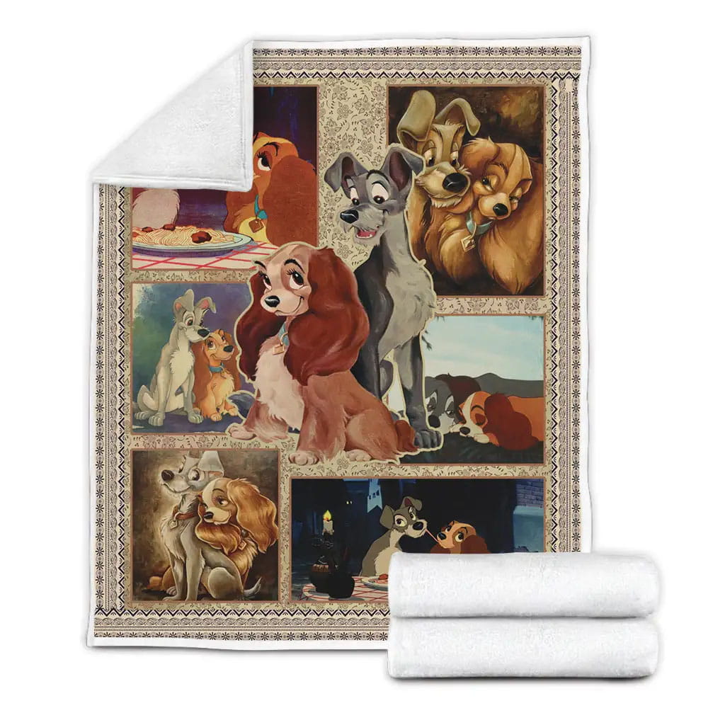 Lady And The Tramp Fleece Blanket Gift For Birthday Halloween Christmas