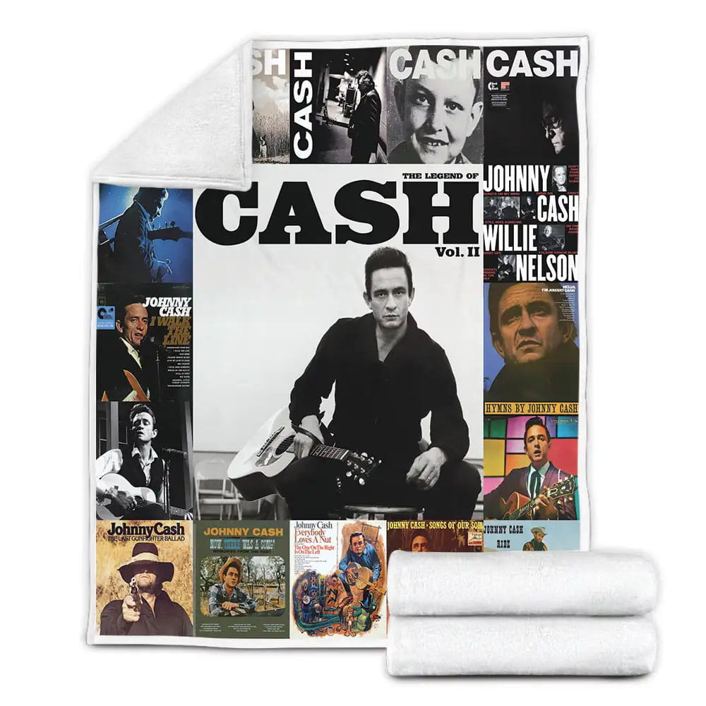 Johnny Cash Fleece Blanket Gift For Birthday Halloween Christmas