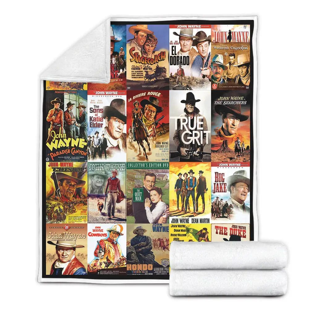 John Wayne Movies Fleece Blanket Gift For Birthday Halloween Christmas