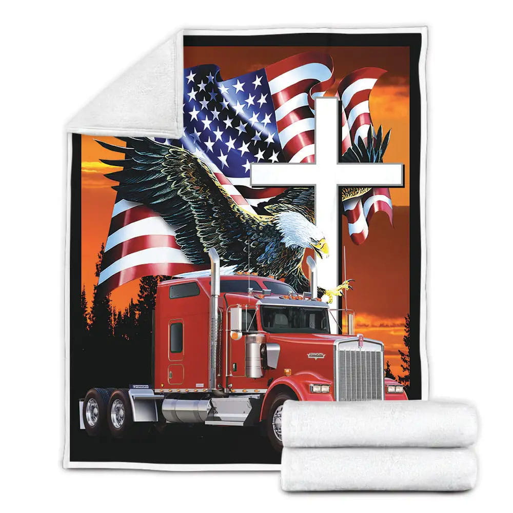 Jesus American Eagle Trucker Fleece Blanket 