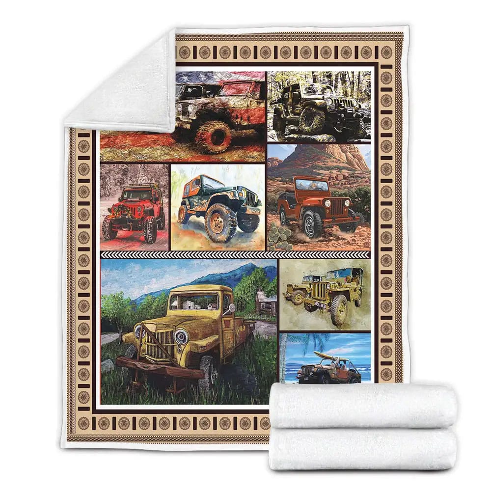 Jeep Car Fleece Blanket Gift For Besties