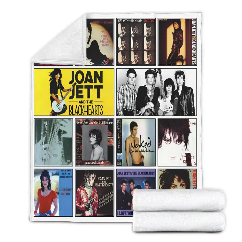 Joan Jett And The Blackhearts Album Covers Fleece Blanket Gift For Birthday Halloween Christmas