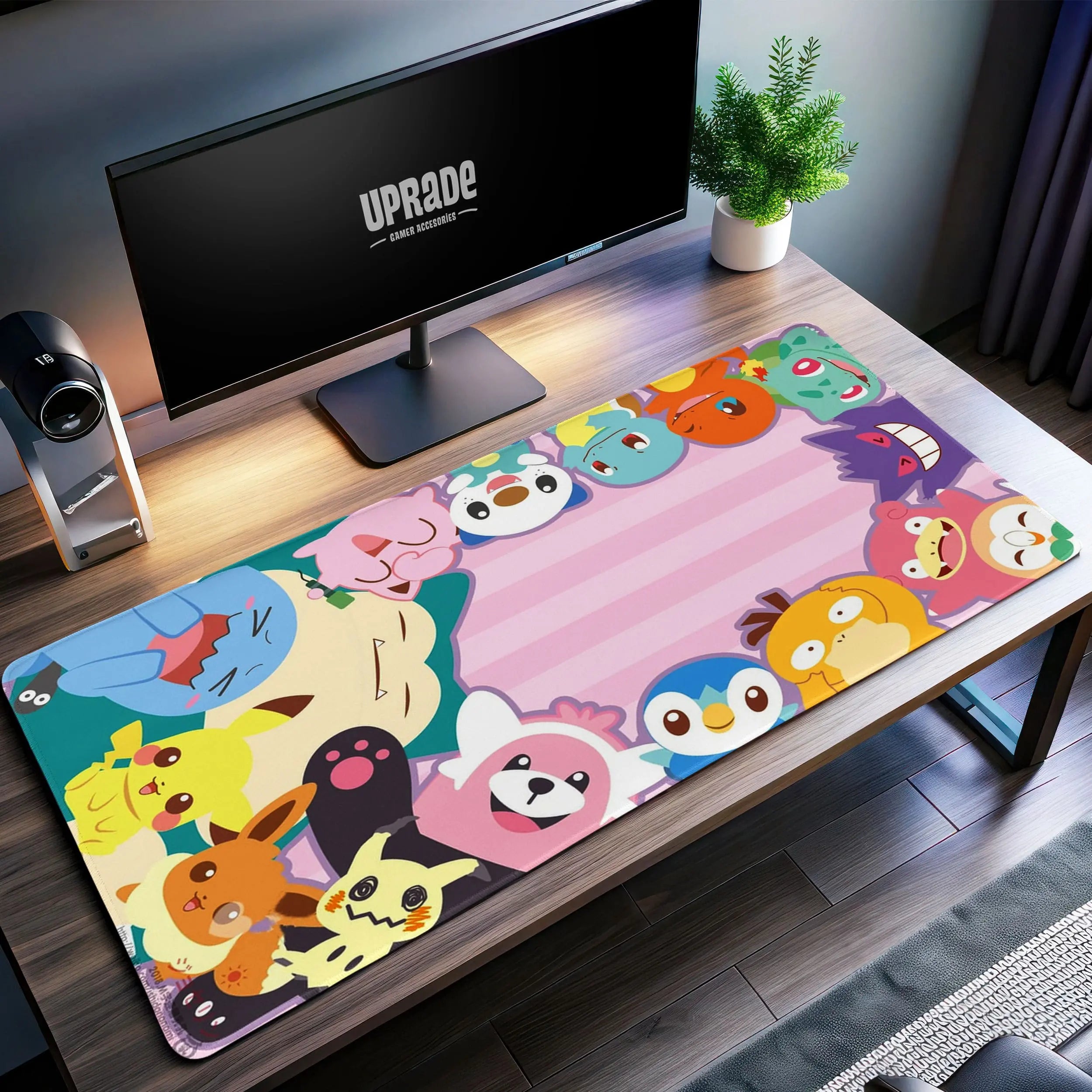 Allleftout PokMon Friends Desk Mat, Cute PokMon Mouse Pad