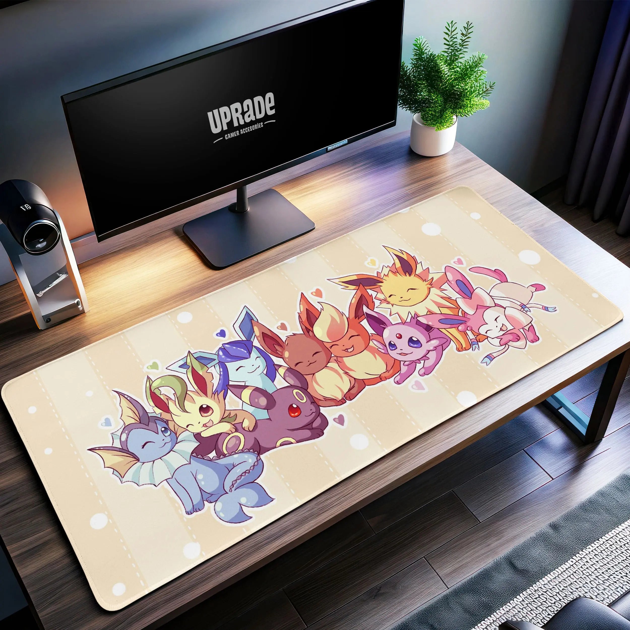 Allleftout Eevee Evolution Desk Mat, PokMon Eeveelution Mouse Pad