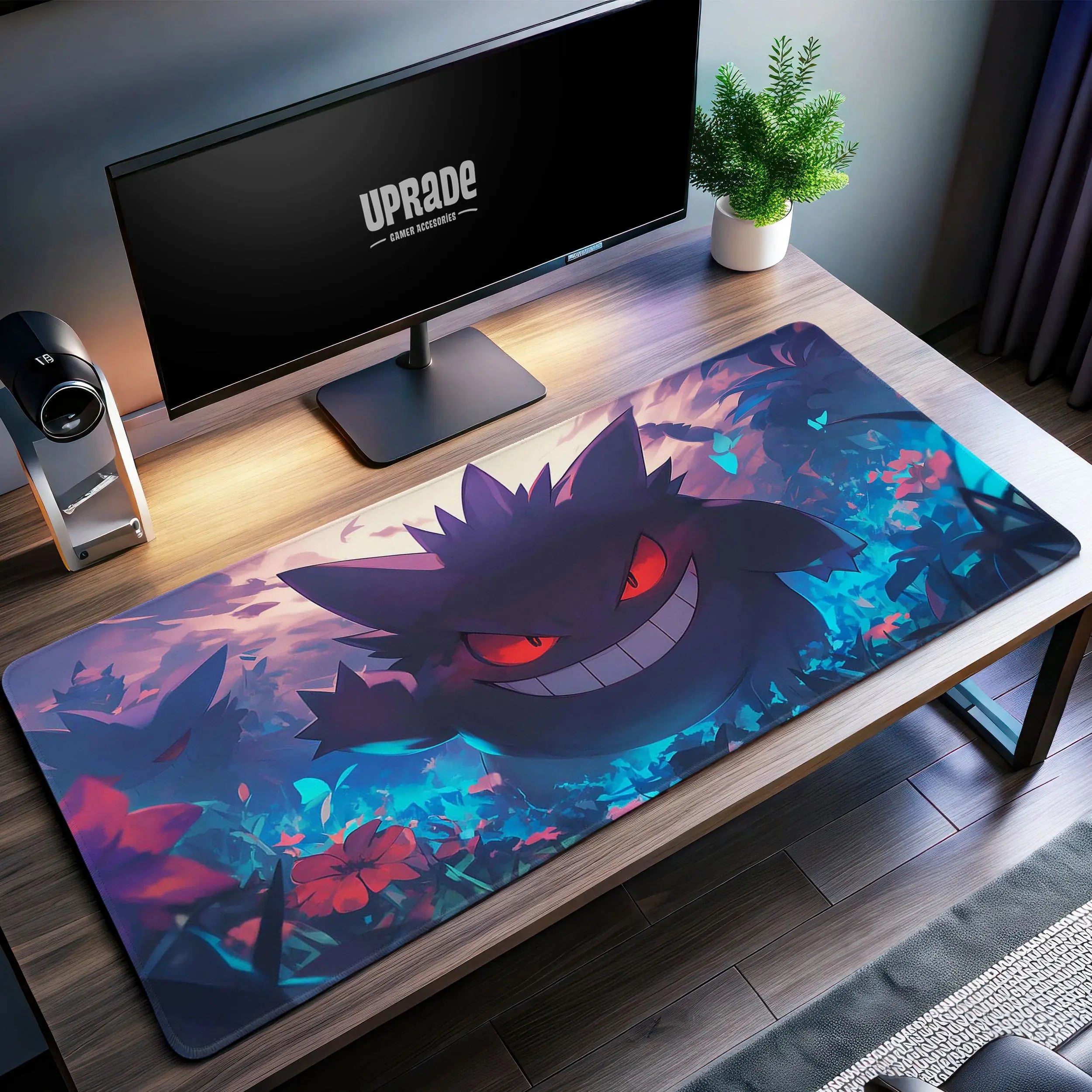 Allleftout Gengar Glow Desk Mat, PokMon Ghost Mouse Pad