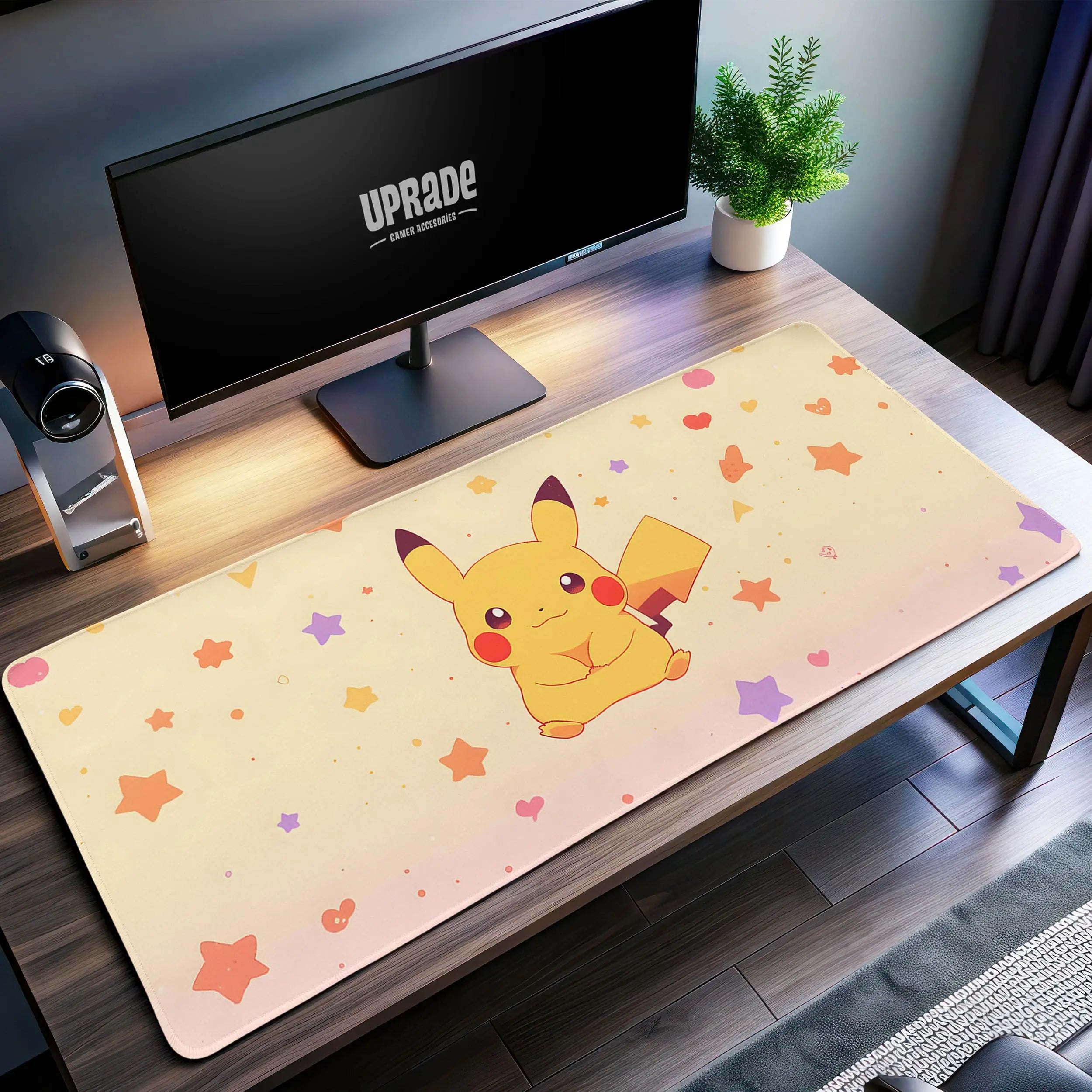 Allleftout Pikachu Desk Mat, PokMon Starry Mouse Pad