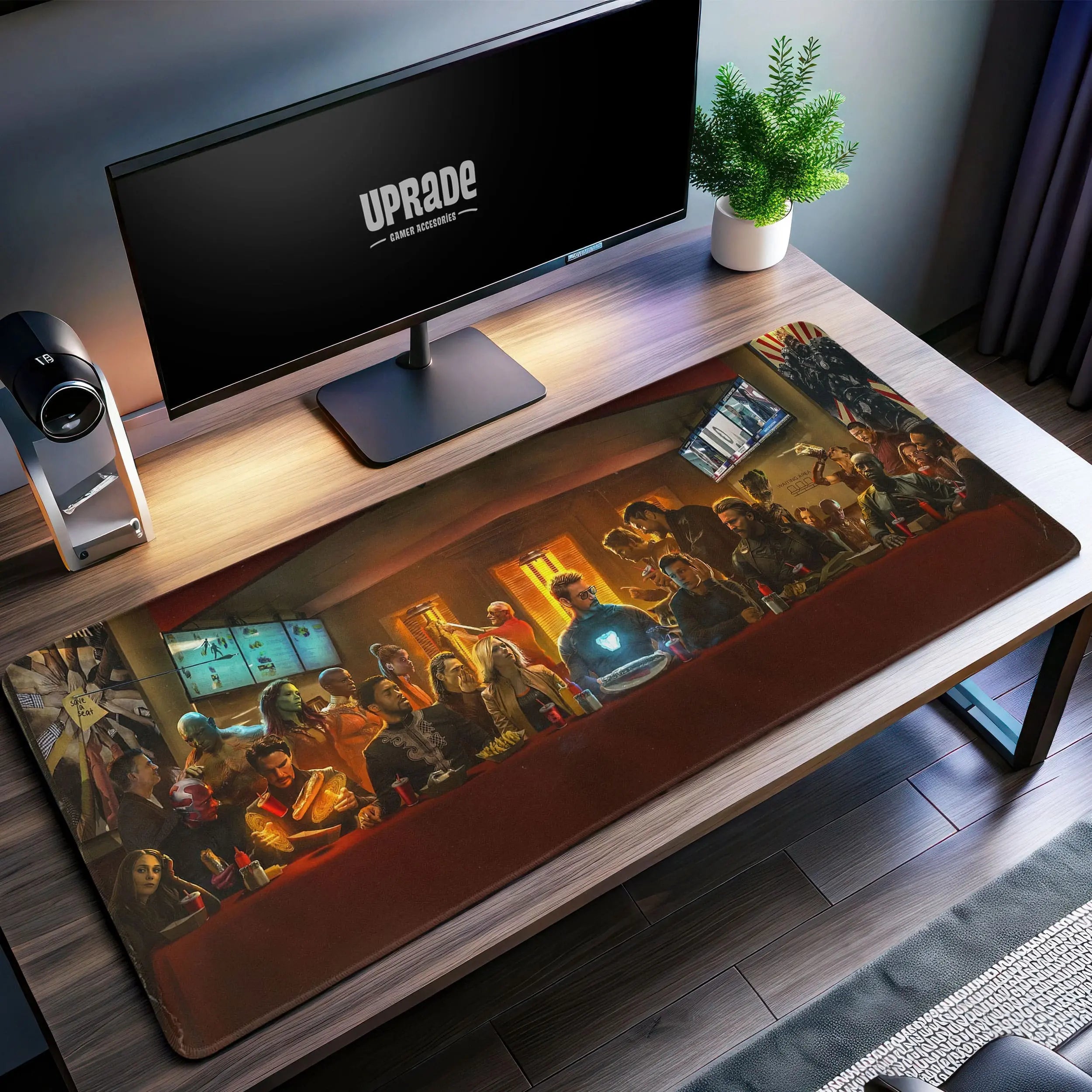 Allleftout Marvel Heroes Last Supper Desk Mat, Avengers Mouse Pad