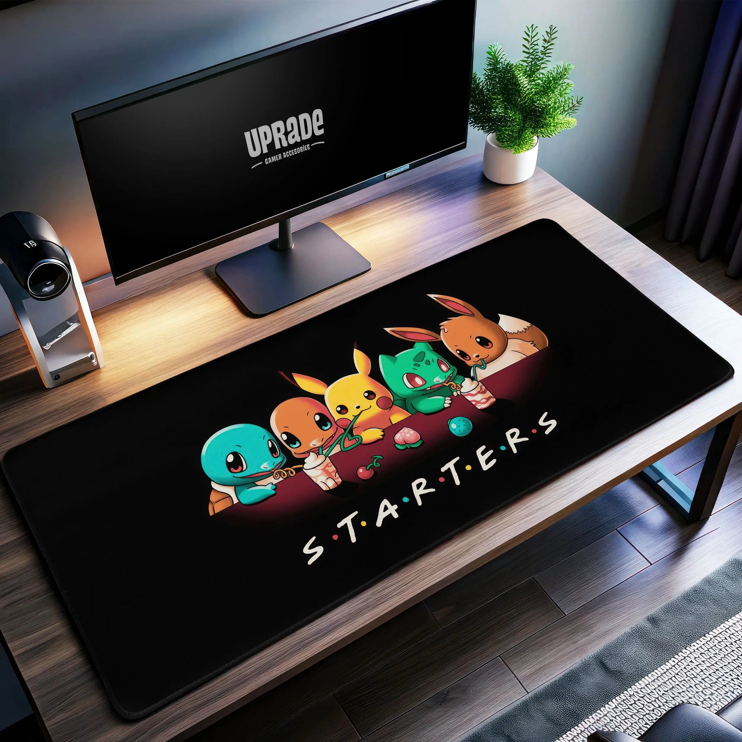 Allleftout PokMon Starters Desk Mat, Cute Starter Mouse Pad