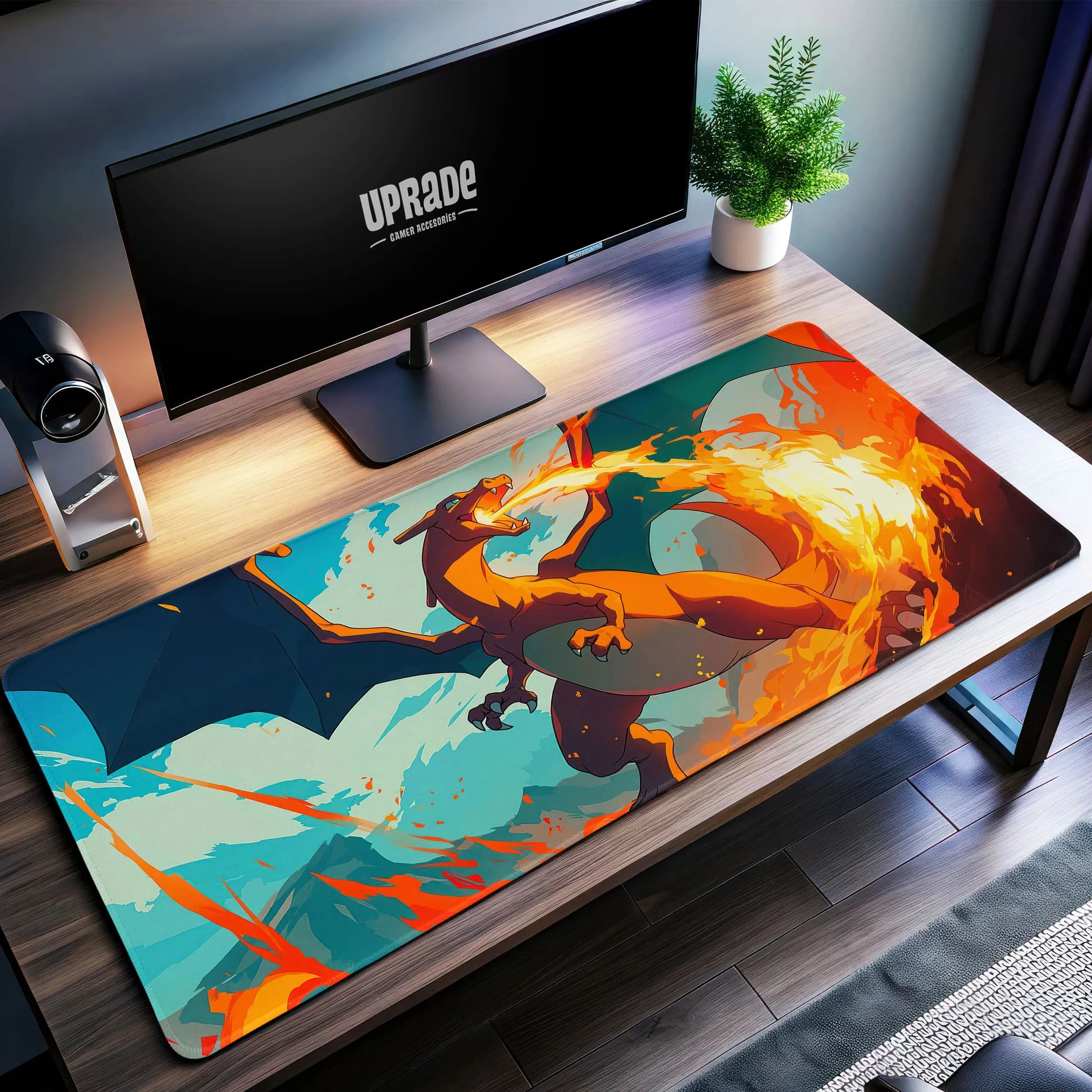 Allleftout Charizard Desk Mat, PokMon Fire Dragon Mouse Pad