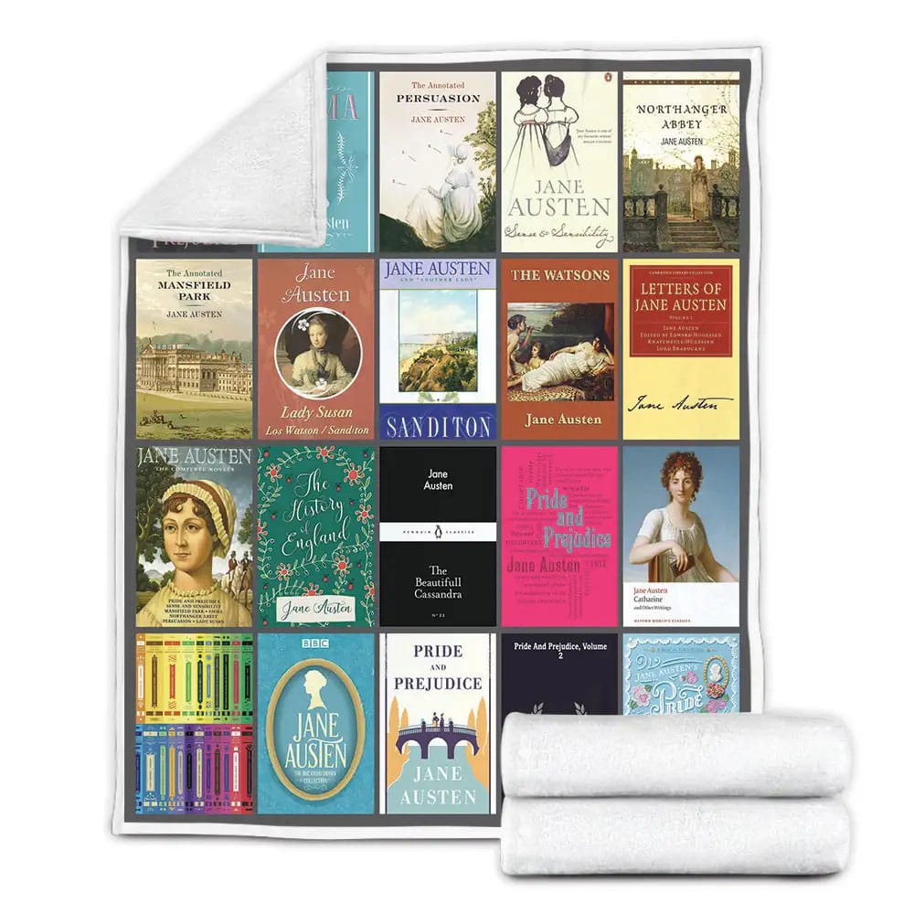 Jane Austen Books Fleece Blanket Gift For Wife Husband