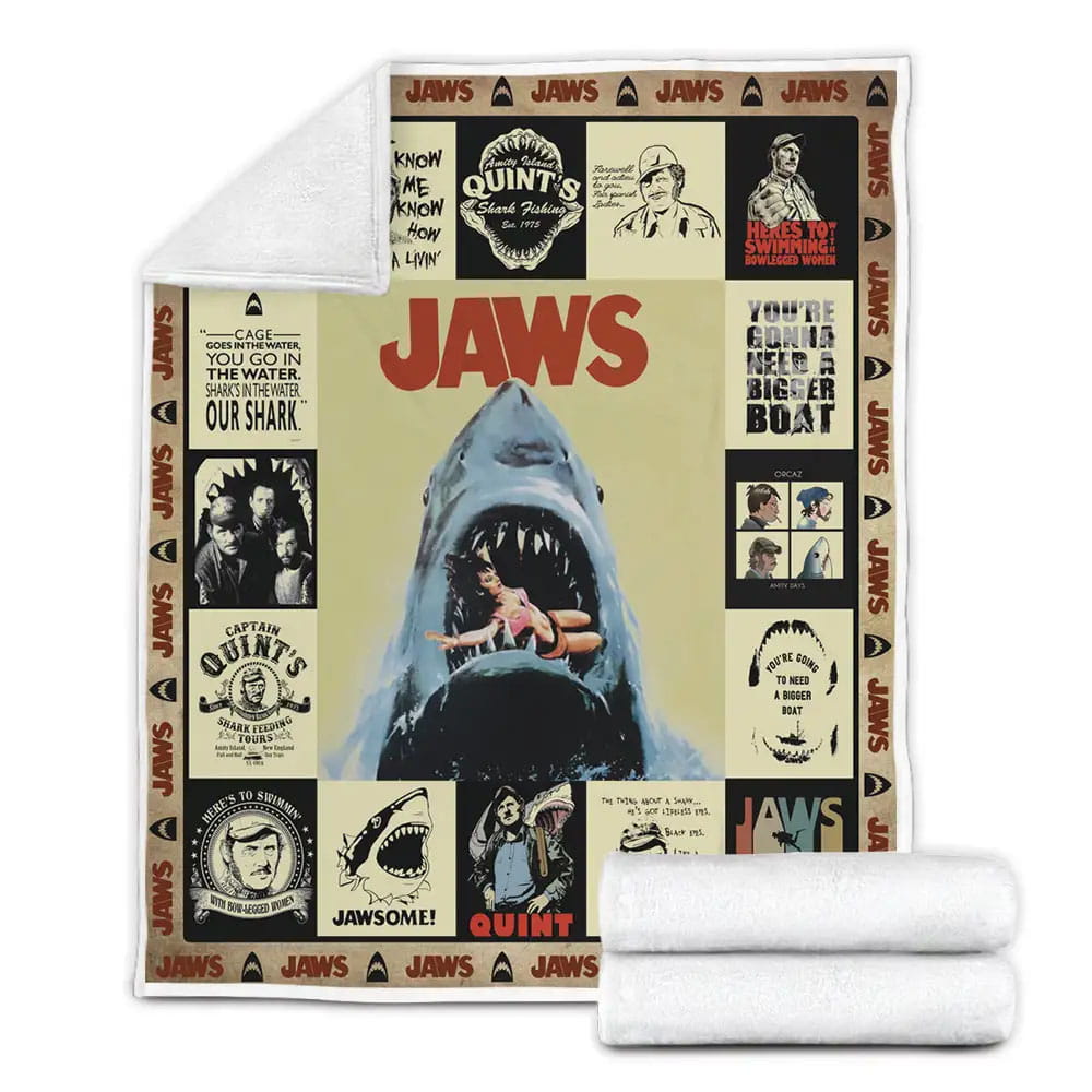 Jaws Fleece Blanket Gift For Mothers Day Fathers Day